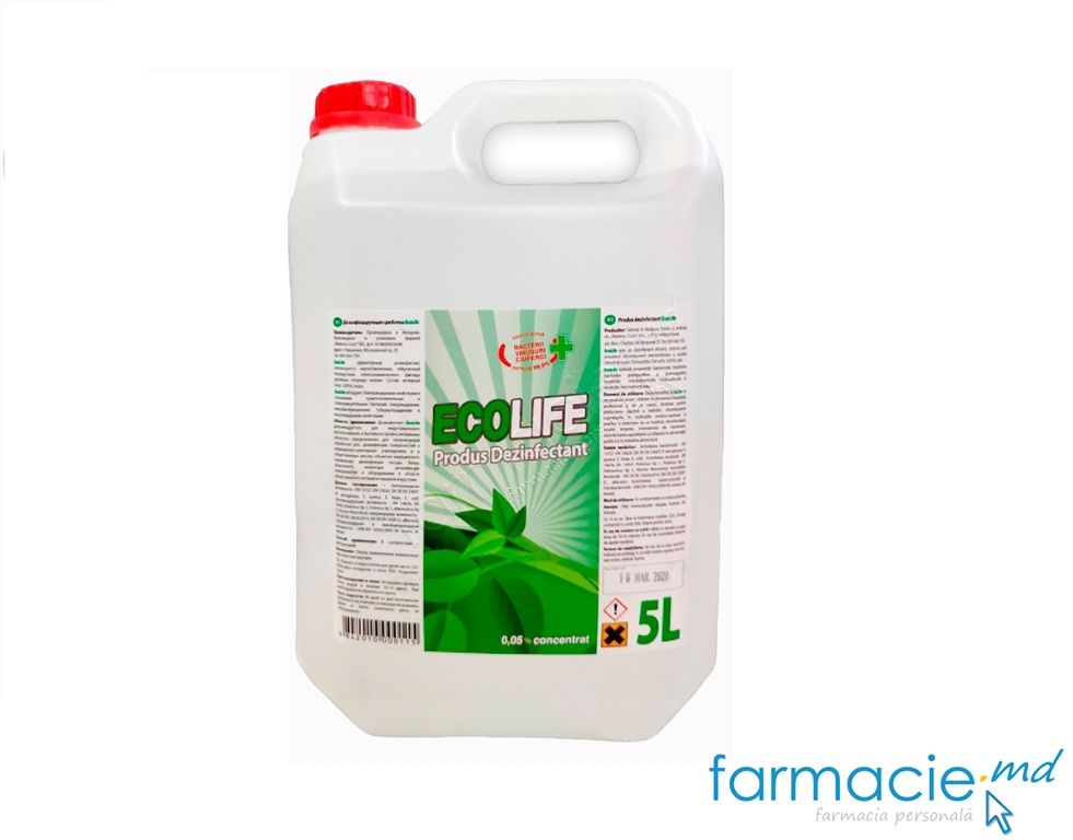 Dezinfectant ECOLIFE maini si suprafete cu Clor 0,05% 5l (TVA8%)