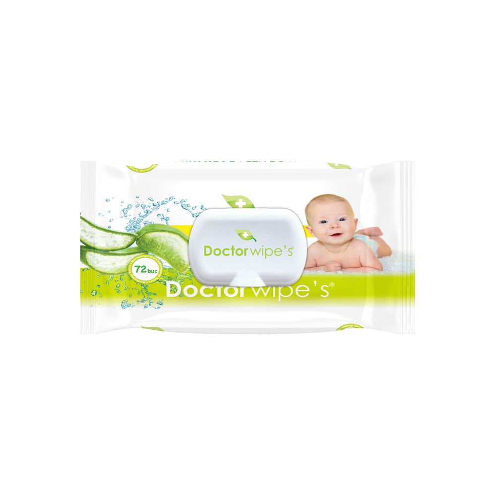 Servetele umede copii Doctor Wipes aloe vera cu capac N72