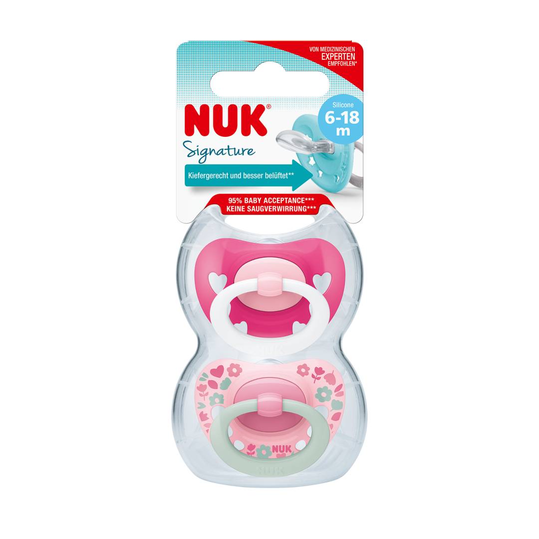 NUK Suzeta silicon Signature 6-18luni in cutie N2
