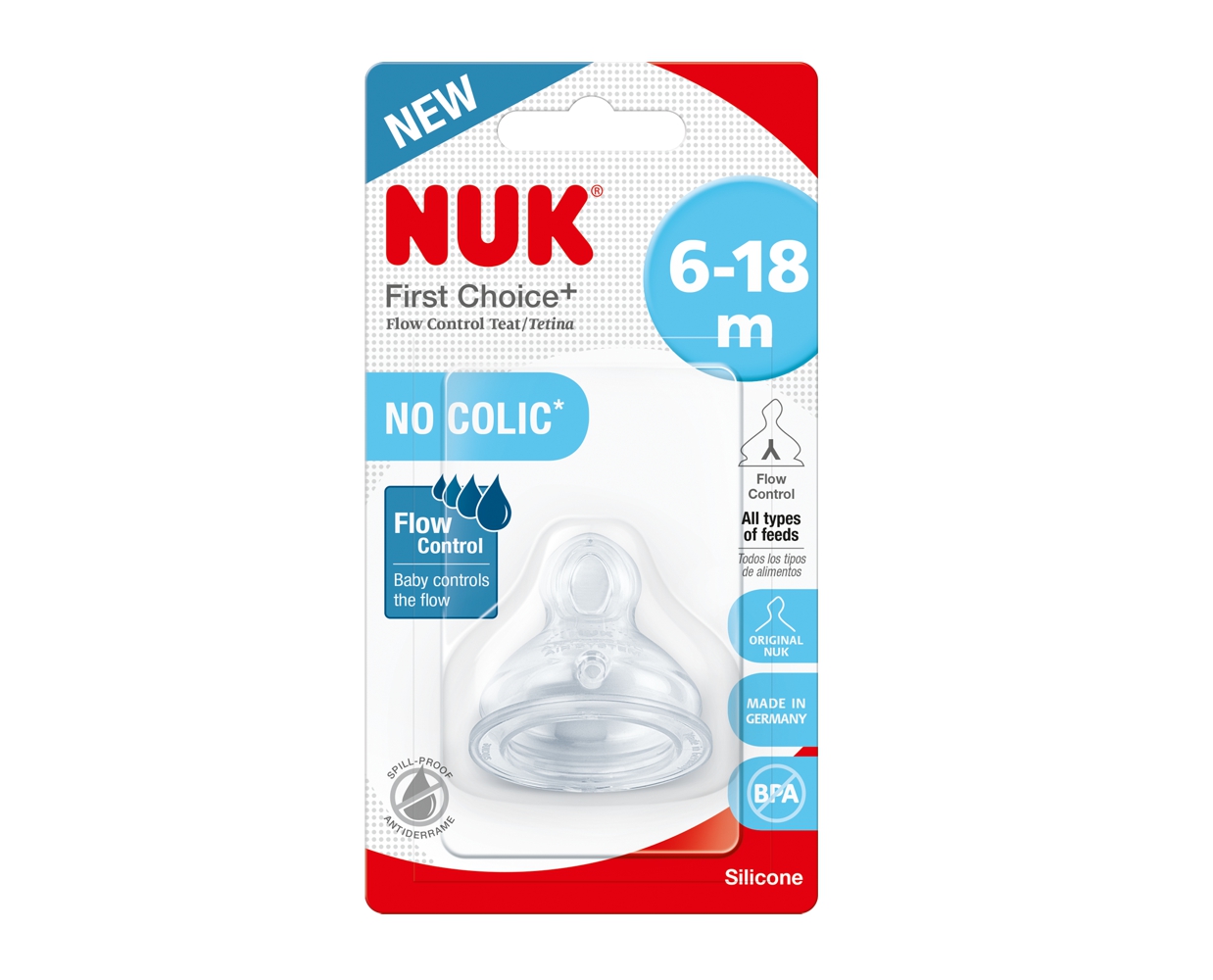 NUK Tetina silicon FC flux variabil 6-18luni