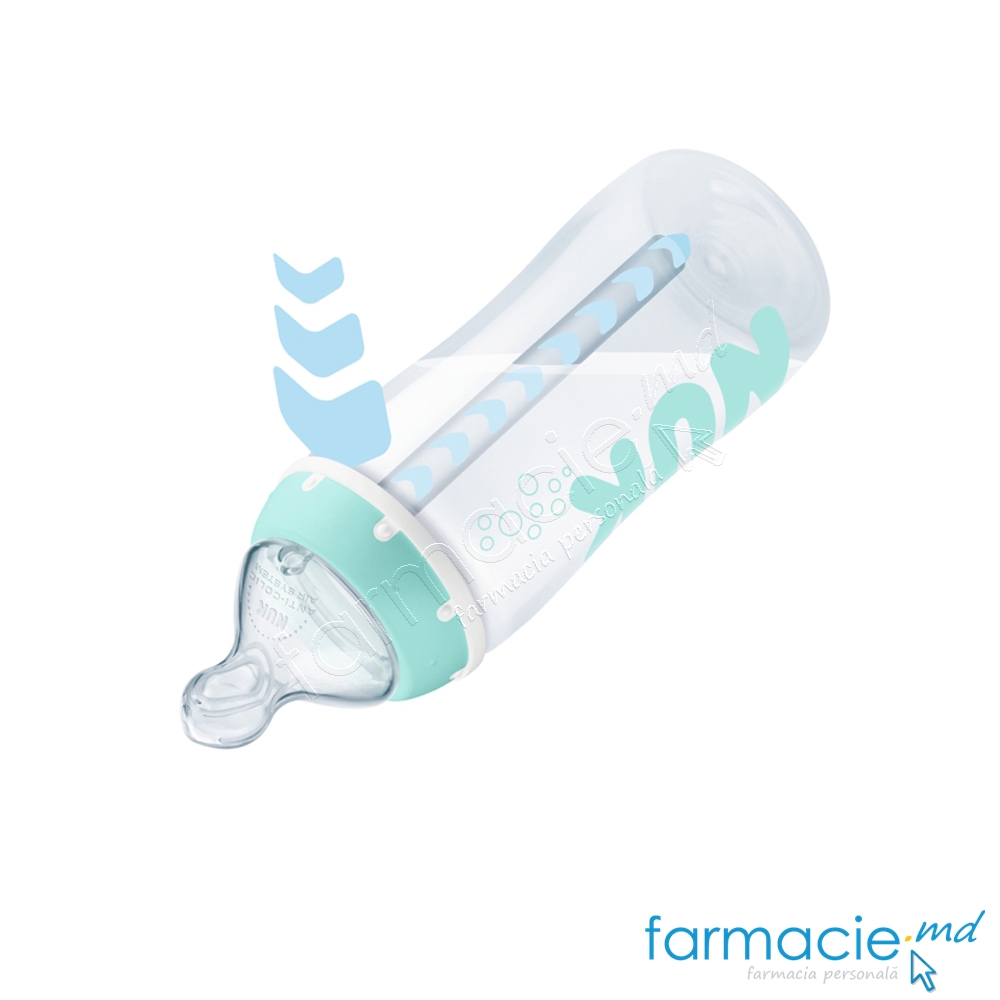 NUK Sticluta FC sistem anticolic plastic 300ml+tetina silicon 0-6luni ( M)