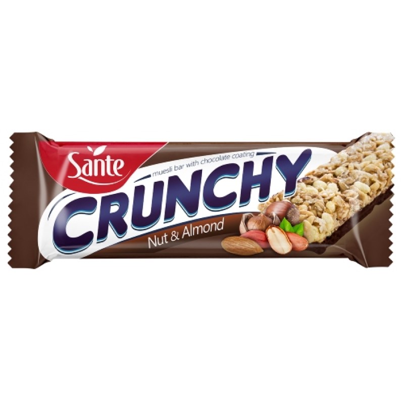 Batonas crocant Sante cu nuci si migdale cu ciocolata 40g