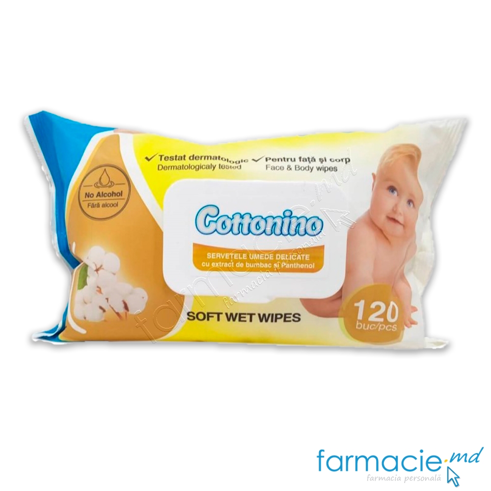 Cottonino servetele umede copii N120 (bumbac, panthenol)