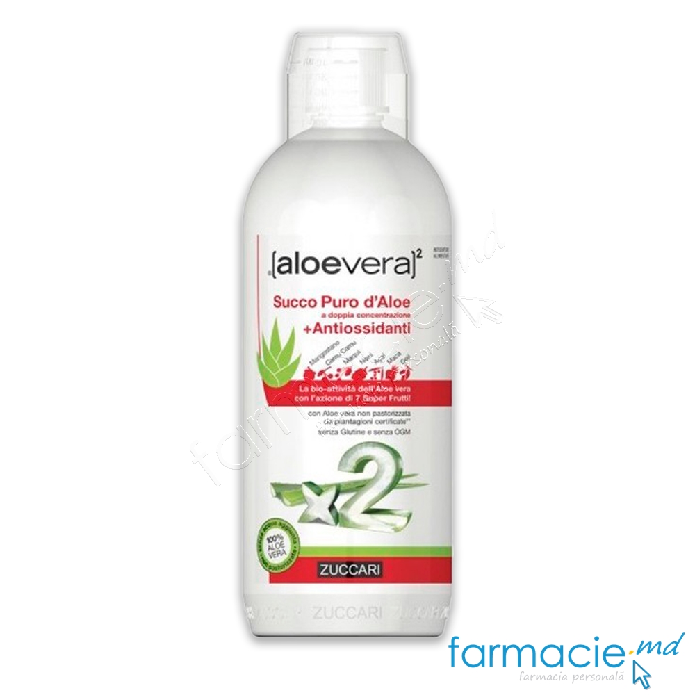 Aloe Vera Suc 100% pur dublu Concentrat cu Antioxidanti nepasteurizat 1L  Zuccari