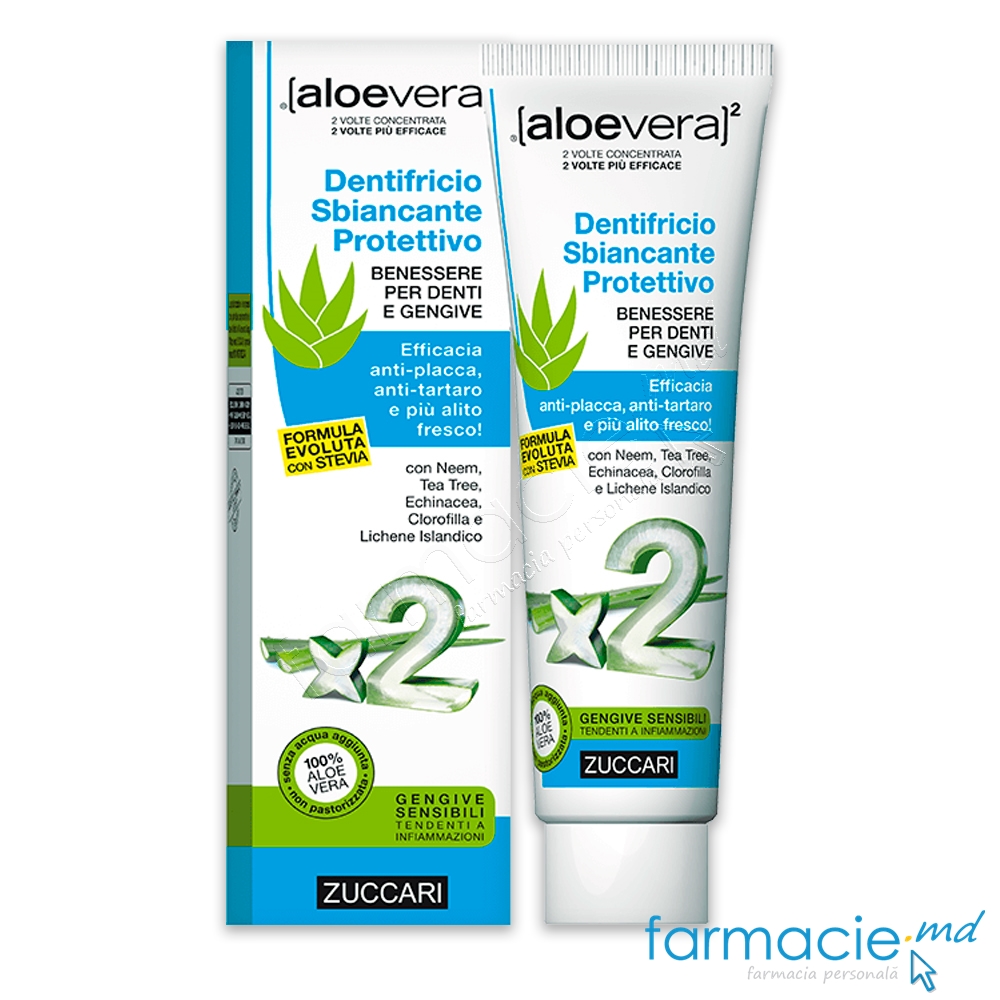 Zuccari AloeVera Pasta de dinti Inalbire&Protectie,gel,fara menta 100ml
