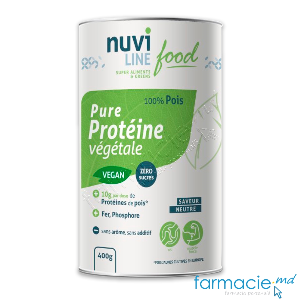 Proteine pure vegetale Nuviline Vegan (izolat de mazare) 32doze x 12.5g pulbere 400g