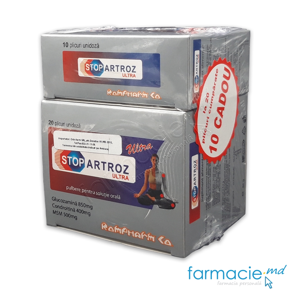Stopartroz Ultra pulb./sol.orala 850mg/400mg/500mg N20+10 Rompharm