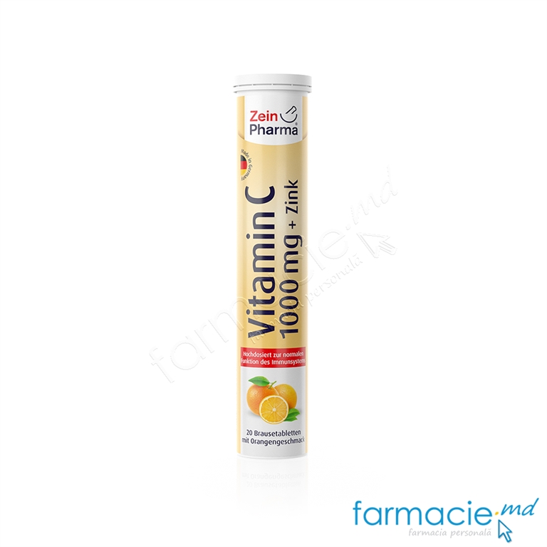 Vitamina C 1000mg+Zinc 10mg comp.eferv.N20 (portocala) ZeinPharma