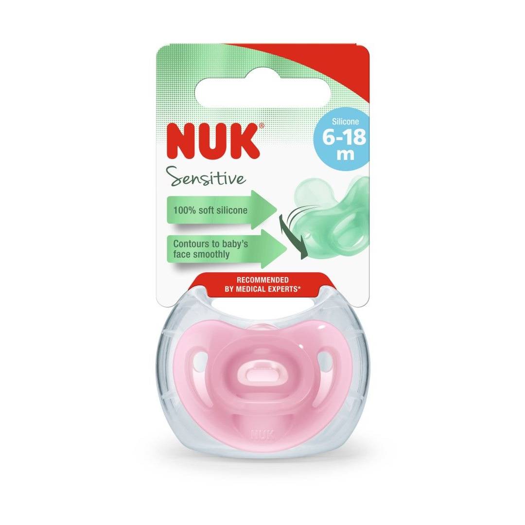 NUK Suzeta silicon 100% sensitive 6-18luni in cutie