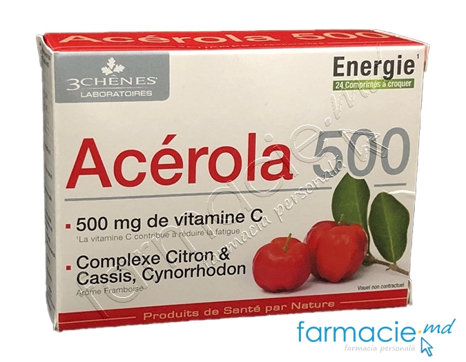 Acerola (Vitamina C naturala) 500mg comp. masticab. N24 3Chenes