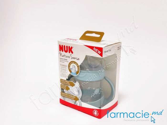 NUK Sticluta Nature plastic cu minere si adaptor 150ml 6luni+