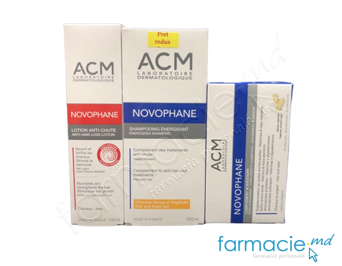 Novophane caps. N60+Novophane Energizing sampon 200ml + Novophane Lotiune 100ml ACM