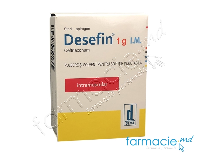Desefin (ceftriaxon)1g IM pulb.si solv./sol.inj.1000mg/3,5ml N1 Deva