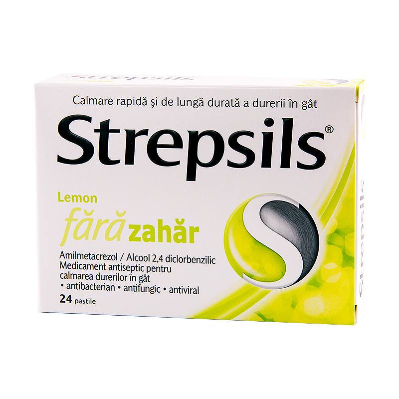 Strepsils® Lemon fara zahar pastile 0,6mg/1,2mg N12x2 Reckitt