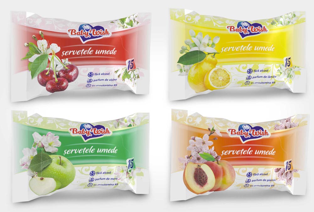 Servetele umede copii Baby Wish fara alcool, multifruct N15