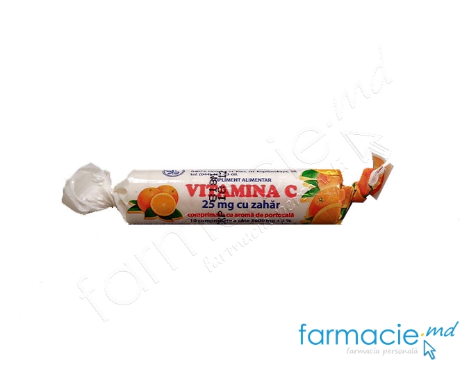 Acid ascorbic cu zahar 25mg N10 portocala (TVA20%) KVZ