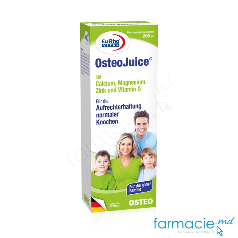 OsteoJuice+Calciu+Magneziu+Zinc+Vit D sirop 200ml EuRho Vital