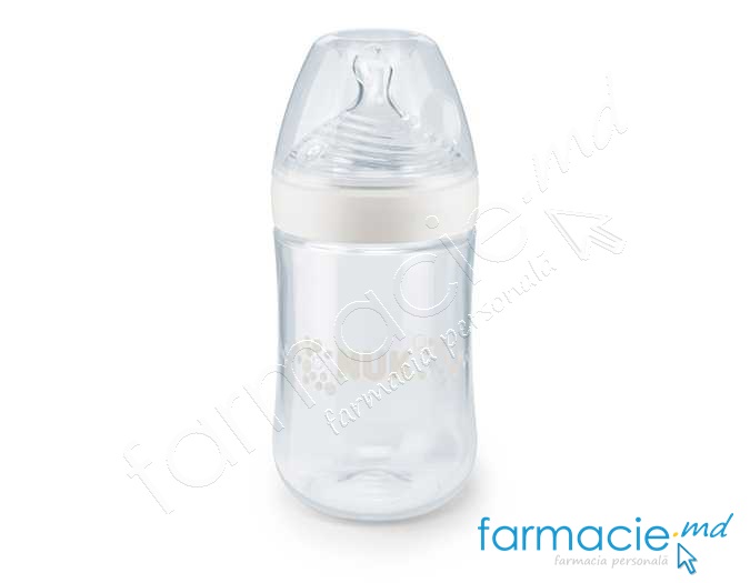 NUK Sticluta Nature Sense plastic 260ml+tetina silicon 6-18luni M