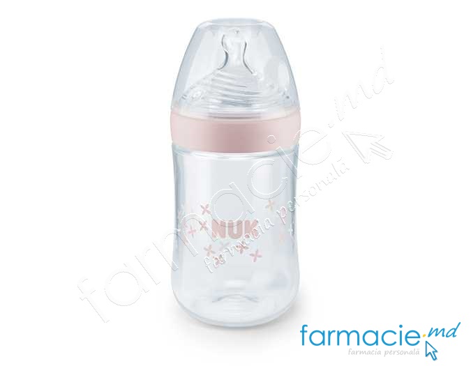 NUK Sticluta Nature Sense plastic 260ml+tetina silicon 6-18luni M