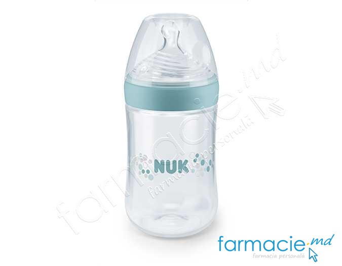 NUK Sticluta Nature Sense plastic 260ml+tetina silicon 6-18luni M