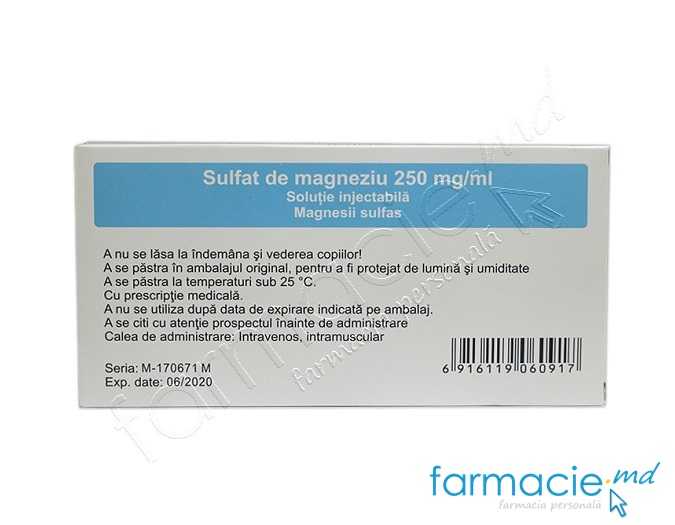 Magneziu sulfat sol. inj. 25% 5ml N10