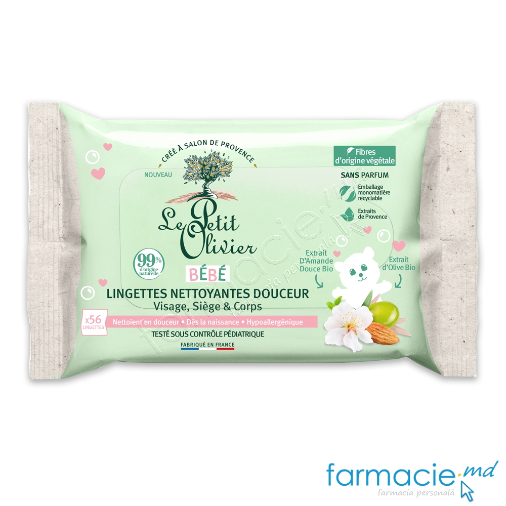Le Petit Olivier BEBE Servetele umede, extract de migdale si olive N56