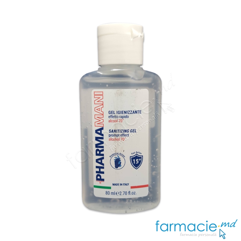 Gel antiseptic maini Pharmamani cu alcool 70% 80ml