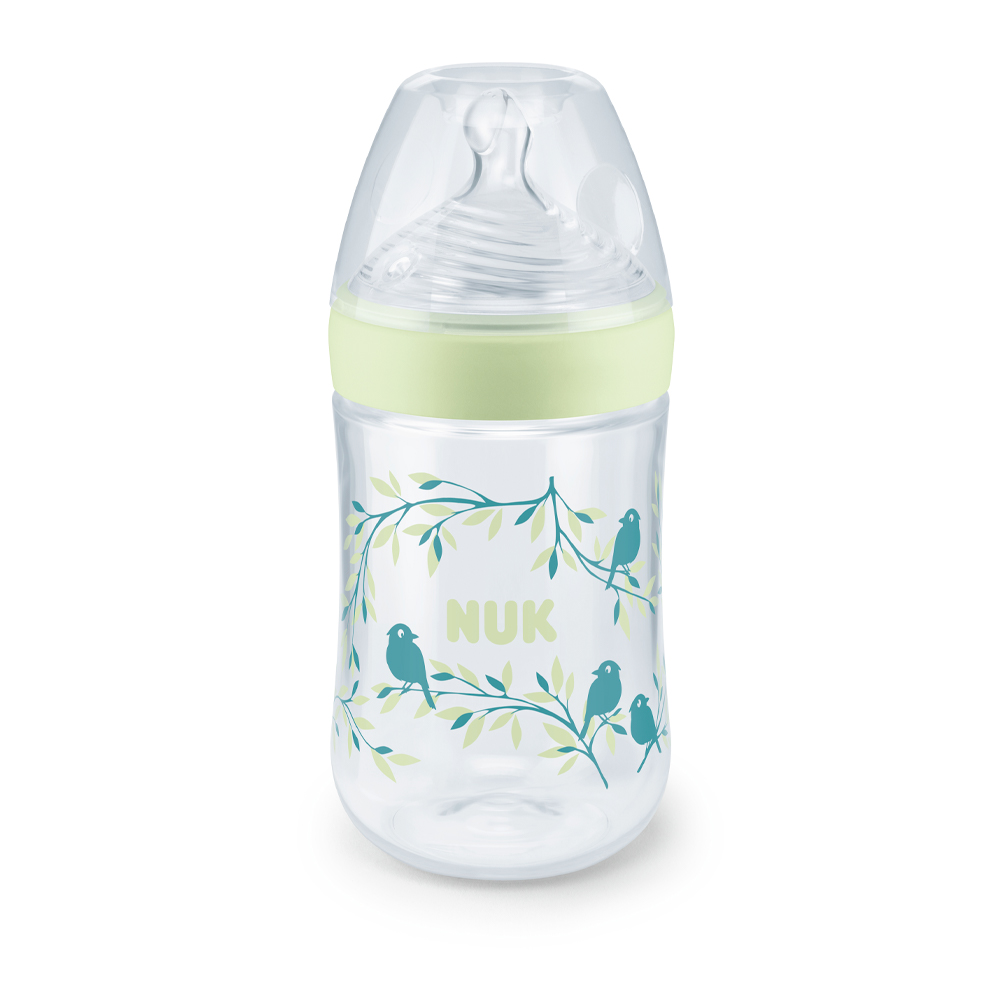 NUK Sticluta Nature Sense plastic 260ml+tetina silicon 6-18luni (M)
