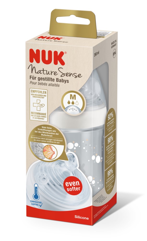 NUK Sticluta Nature Sense plastic 260ml+tetina silicon 6-18luni (M)