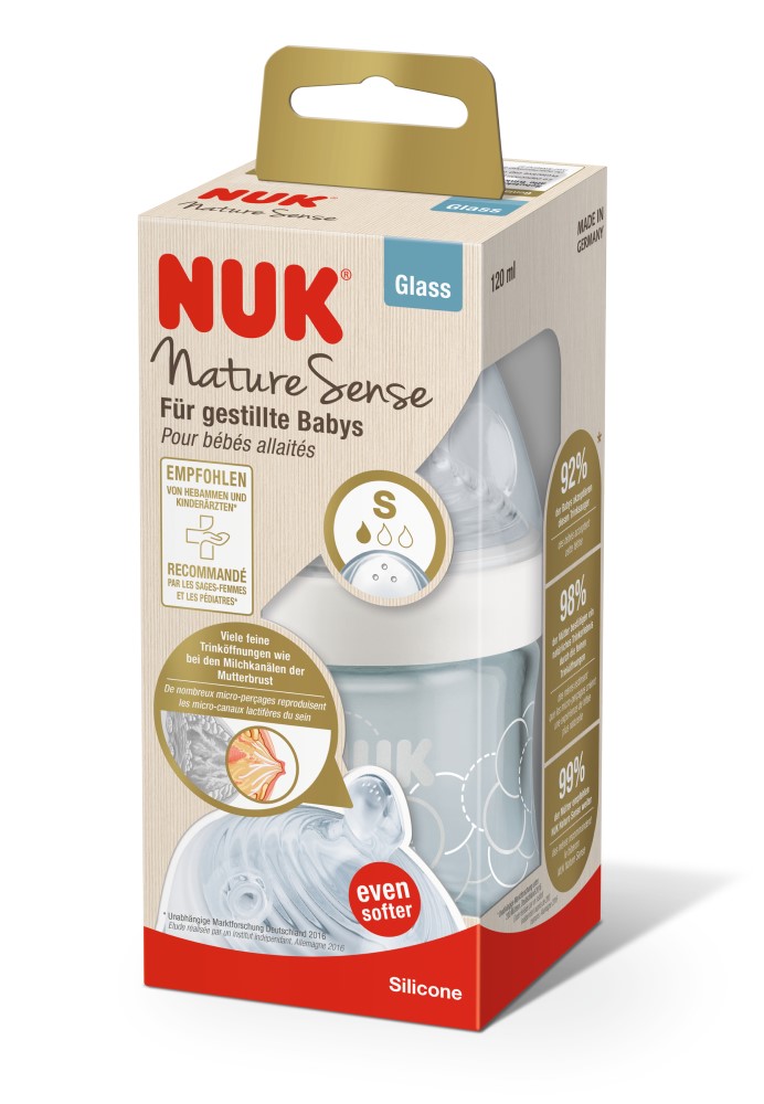 NUK Sticluta Nature Sense sticla 120 ml+tetina silicon 0-6luni (S)
