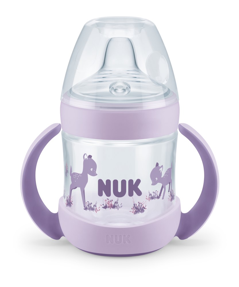 NUK Sticluta Nature plastic cu minere si adaptor 150ml 6luni+