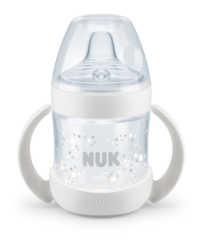 NUK Sticluta Nature plastic cu minere si adaptor 150ml 6luni+