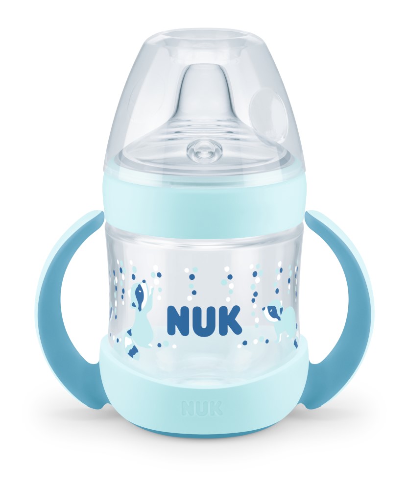 NUK Sticluta Nature plastic cu minere si adaptor 150ml 6luni+