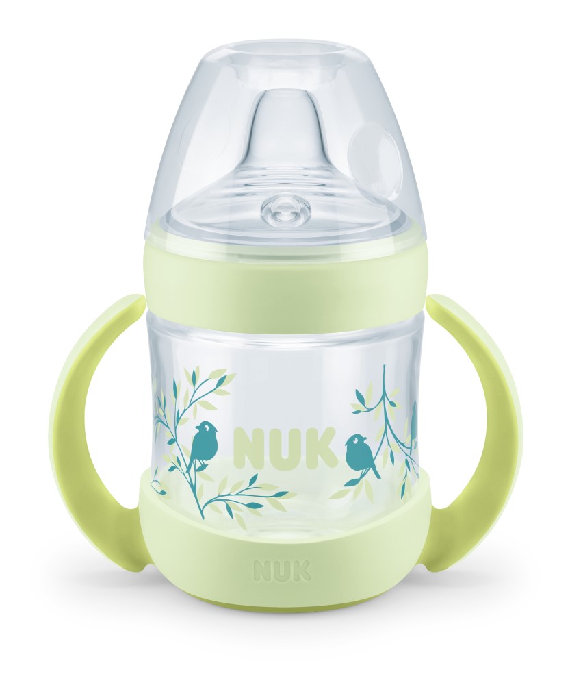 NUK Sticluta Nature plastic cu minere si adaptor 150ml 6luni+