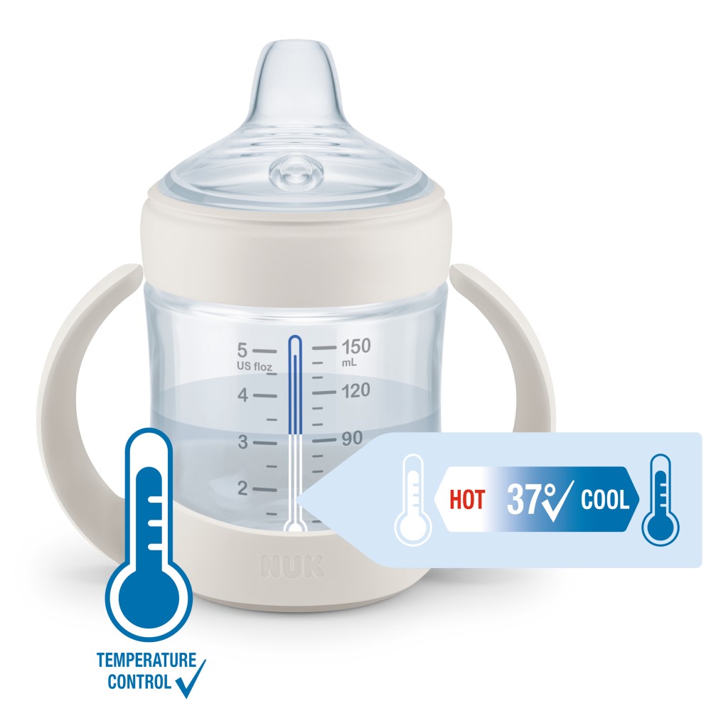 NUK Sticluta Nature plastic cu minere si adaptor 150ml 6luni+