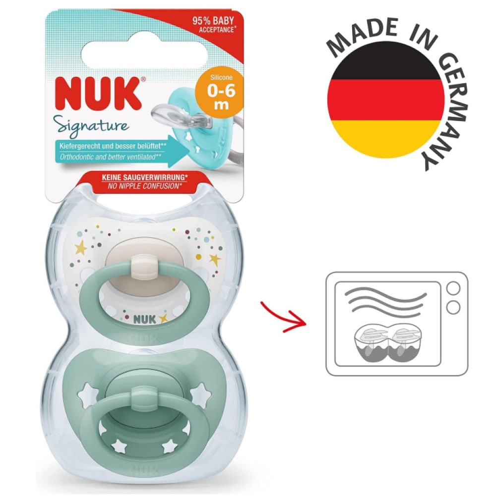 NUK Suzeta silicon Signature 0-6 uni in cutie N2
