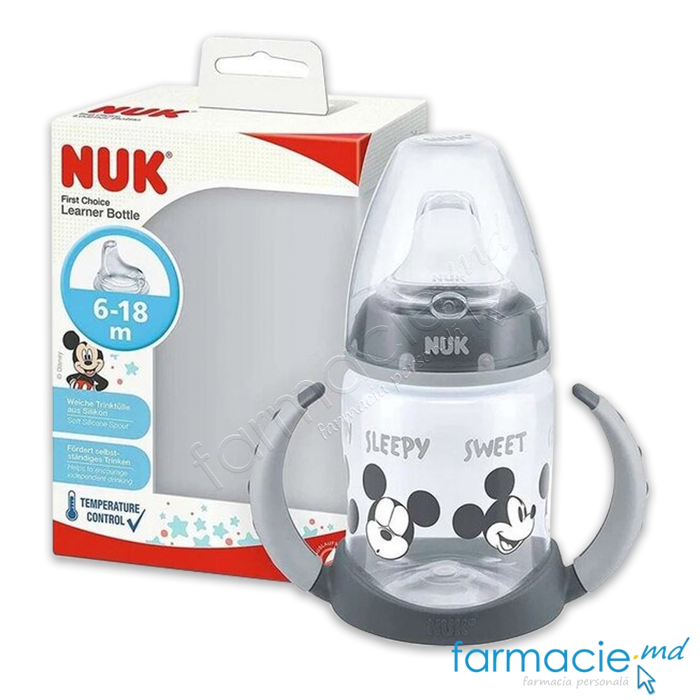 NUK Sticluta Mickey cu minere si adaptor 150ml 6luni+