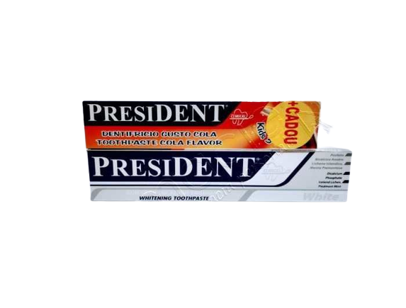 Pasta de dinti President White 75ml+Pasta de dinti President Cola (3-6ani) 50ml CADOU