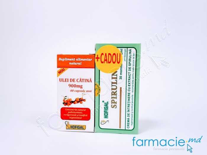 Ulei Catina 900mg caps. N40 Hofigal+Crema fata Hofigal Spirulin Regeneranta 30 doze x 2ml CADOU