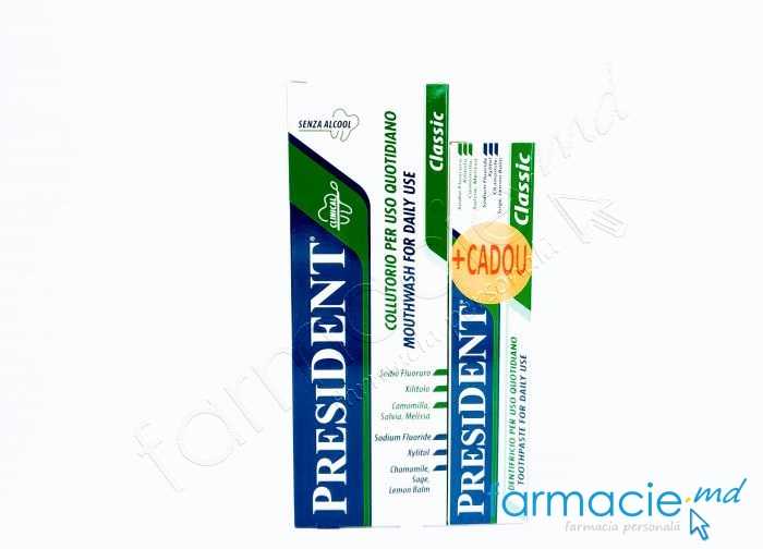Apa de gura President Classic 250ml+Pasta dinti President Classic 50ml CADOU