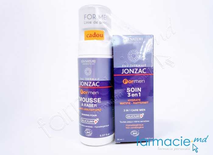 Jonzac Crema Ingrijire pentru barbati 3in1 BIO 50ml+Jonzac Spuma de ras BIO 150ml Cadou