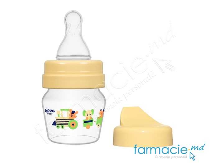 WeeBaby Sticluta mini cu tetina din silicon 30ml+adaptor dur 0-6luni