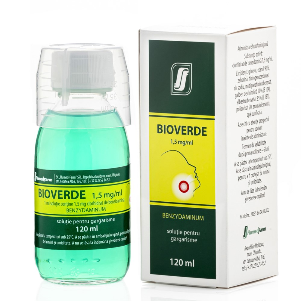Bioverde sol./gargarisme 1,5mg/ml 120ml N1 Flumed-Farm