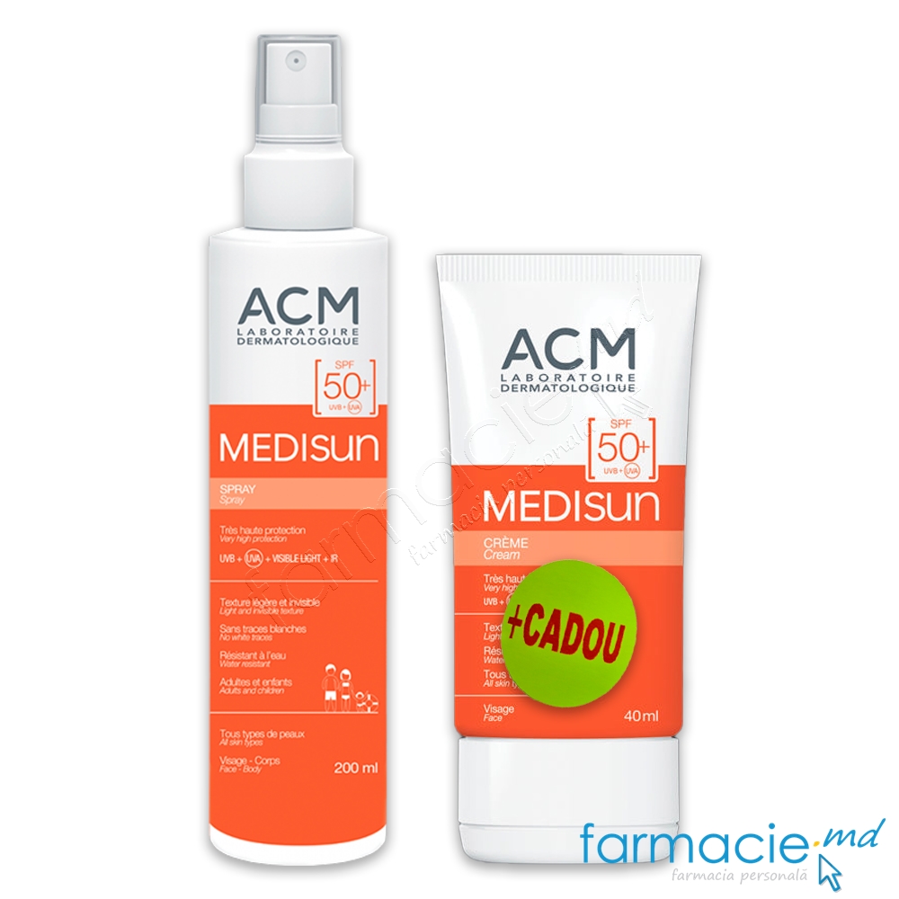 Medisun SPF50 Spray 200ml ACM + Medisun SPF50 Crema 40ml ACM Cadou