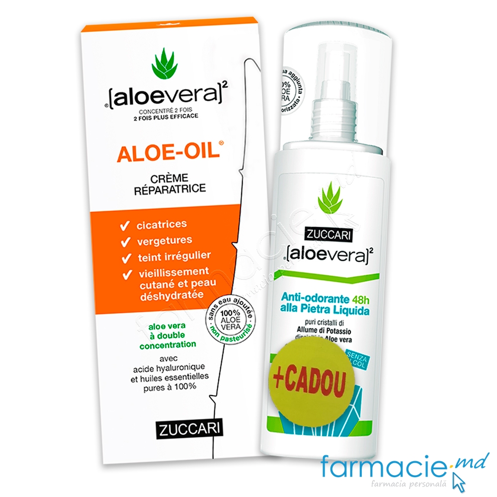 Zuccari Aloe-Oil Crema Reparatoare Cicatrici,Vergeturi,Piele deshidratata 150ml + Zuccari AloeVera Deodorant Spray natural 100ml Cadou
