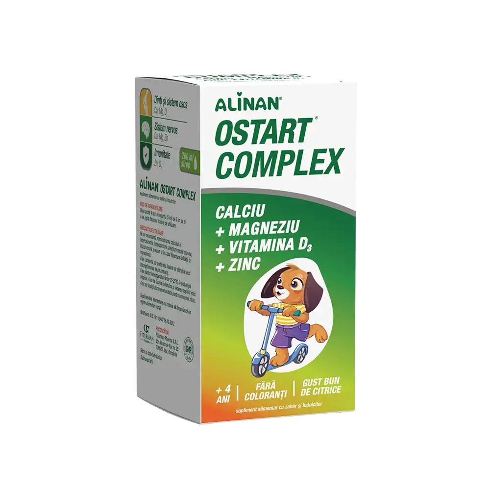 Alinan Ostart Complex Ca+Zn+Mg+Se+D3 sirop 200ml (+4ani) + CADOU Fiterman