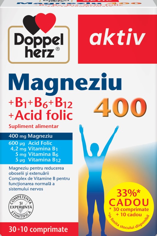 Magneziu 400mg+Vit B+Ac.Folic comp. N30+10 Cadou Doppelherz