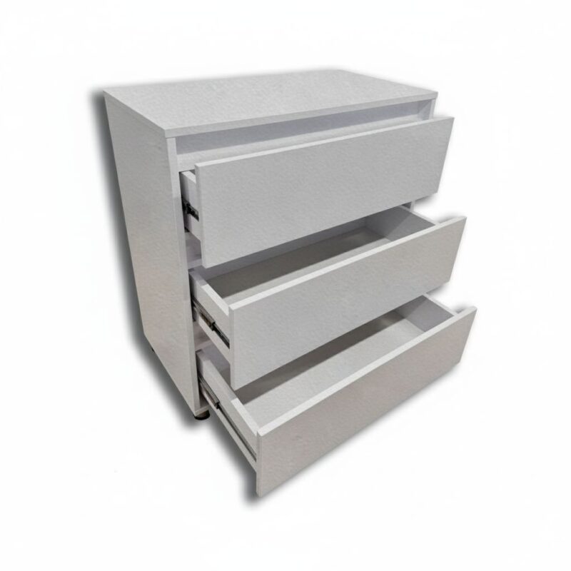 Comoda 3S/FI/FM gri minimalistă cu 3 sertare – fără mânere