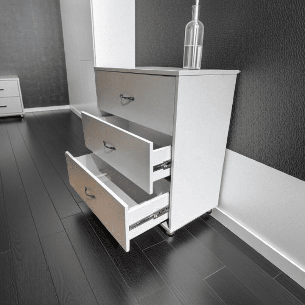 Comodă albă cu 3 sertare – model compact cu soft-close, 8681SM 3S/FI/ME/SOFT