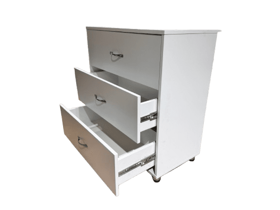 Comodă albă cu 3 sertare – model compact cu soft-close, 8681SM 3S/FI/ME/SOFT